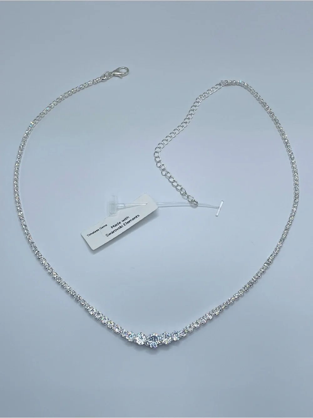 Swarovski Crystal Elements White Crystal Tennis Necklace Bridal Formal